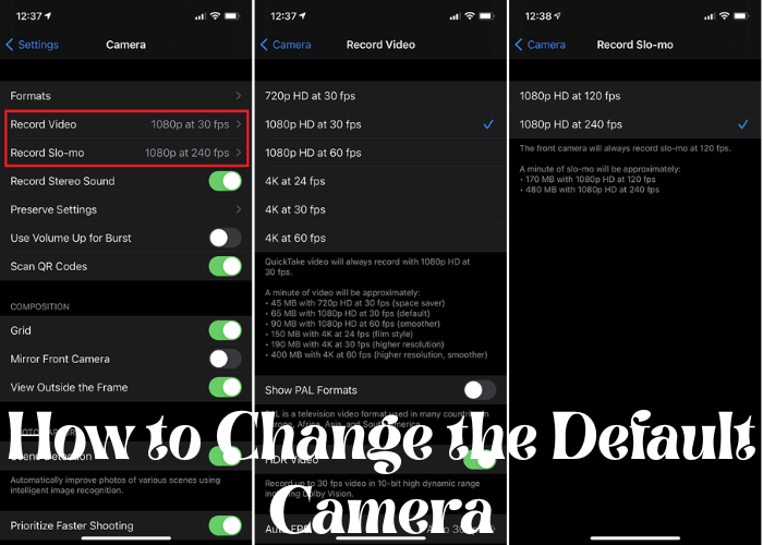 How to change the default camera